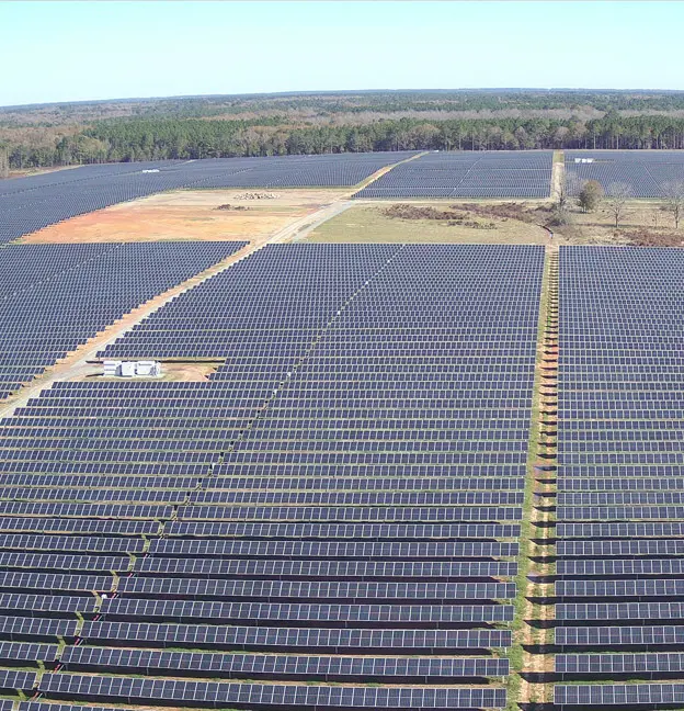 Aerial view of Dunn's Bridge Solar Farm